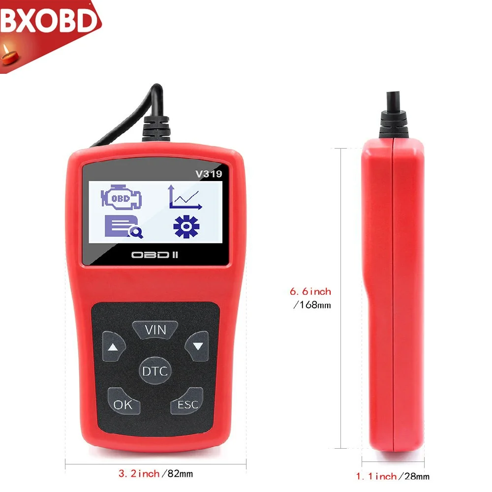 Инструмент считывания кодов V319 OBDII/EOBD многоязычный считыватель OBD OBD2