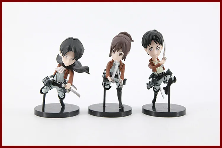

6pcs/set Attack On Titan Figurine Model Doll Eren Jaeger Mikasa Levi Ackerman Rival Armin Arlart PVC Action Figure Toys