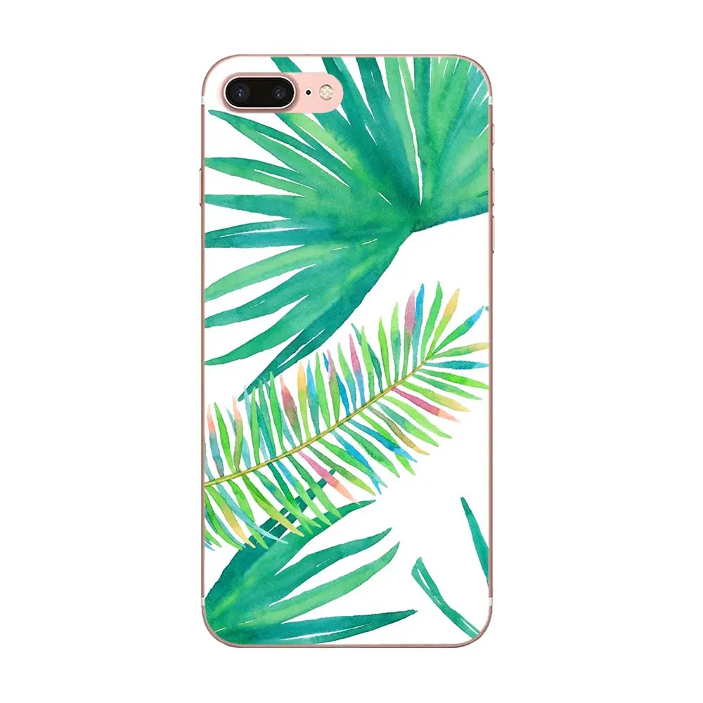 Мягкий ТПУ чехол для телефона зеленый акварелью тропические листья Galaxy A3 A5 A7 A8 A9