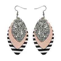hot sale glitter leopard leather earrings leaf lychee leather earrings ins fashion earrings for women girl gift