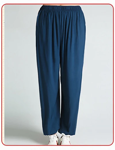 Navy Blue 4 цвета ушу шаровары хлопок кунг-фу Тай Чи Брюки Боевые искусства крыло Чун Одежда Брюки-ушу штаны для йоги женские мужские брюки - Цвет: Navy Blue