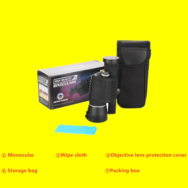 

High-quality outdoor high-definition high-power portable telescope with compass hot-selling 8X40 monocular lighting telescope