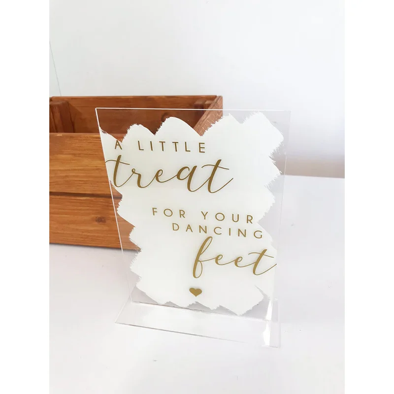 

Flip flop sign - a treat for your dancing feet - Perspex and paint stroke - Wedding Sign - Laser Cut Wedding Sign