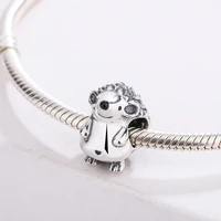 hot sell 925 sterling silver animal charm hedgehog zirconia pendant bracelet fashion diy jewelry making for pandora