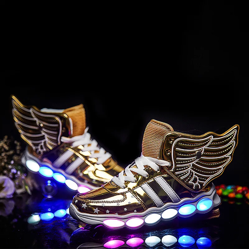 Кроссовки детские черные со светодиодной подсветкой с USB-зарядкой | Детская