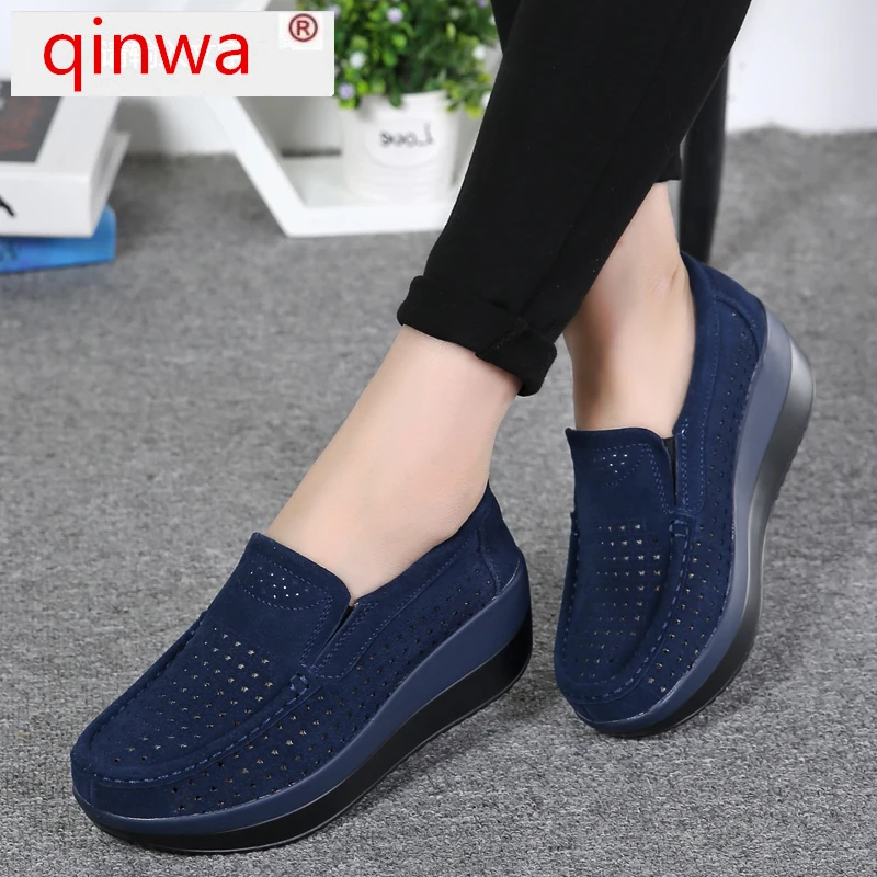 

2020 Spring Women Shoes Platform Flats Sneakers Women Suede Leather Women Casual Shoes Slip On Flats Heels Creepers Moccasins