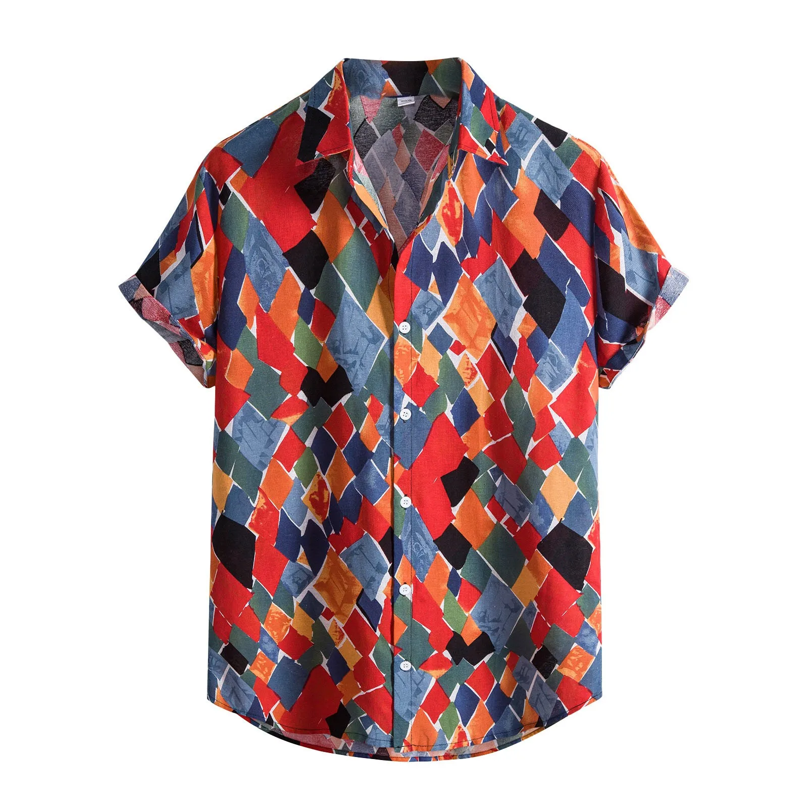 

Summer Print Single-Breasted Lapel Short-Sleeved Men's Fashion Beach Shirt Trend Men Shirts Shirts