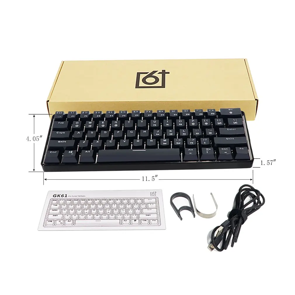 

Набор для игровой клавиатуры GK61, 60% RGB-подсветка, механическая, с монтажной пластиной