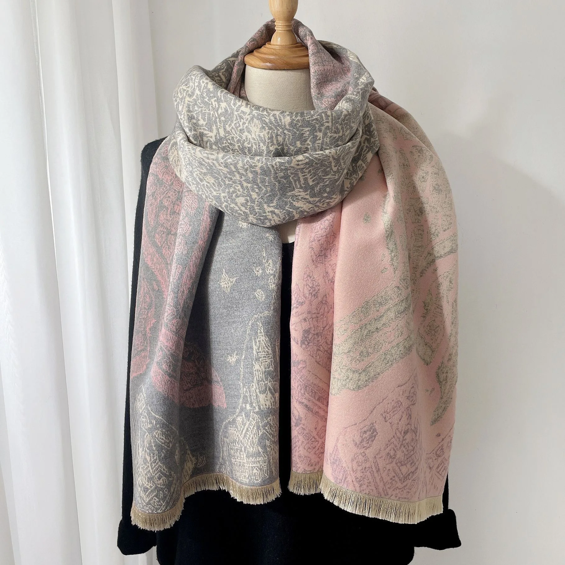 Роскошный брендовый зимний шарф женский кашемировый теплый из пашмины женские