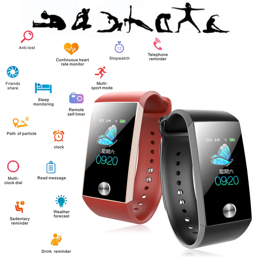 

Smart Bracelet 1.14 Inch Sport Heart Rate Monitor Smart Watch Waterproof Blood Pressure Measurement Smartwatch Men Women Gift