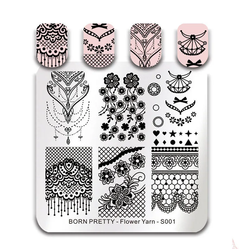 BP-FY-S001 BORN PRETTY квадратные пластины для штамповки ногтей розы цветы из нержавеющей стали Шаблон для дизайна ногтей изображение трафарет цветок Танго DIY Инструменты - Цвет: BP-FY-S001