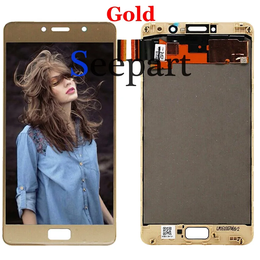 Gold With Frame New Протестированный для 5," lenovo Vibe P2 ЖК-дисплей кодирующий преобразователь сенсорного экрана в сборе с рамкой для lenovo P2 P2c72 P2a42 lcd - Цвет: Gold With Frame New