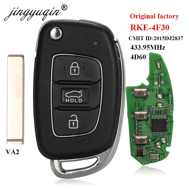 Jingyuqin оригинальные запчасти 3 кнопки дистанционного ключа для Hyundai Verna RKE 4F30 2015DJ2837