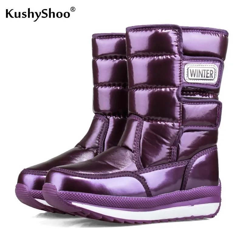 KushyShoo/Детские зимние сапоги Плюшевые водонепроницаемые детские до середины икры