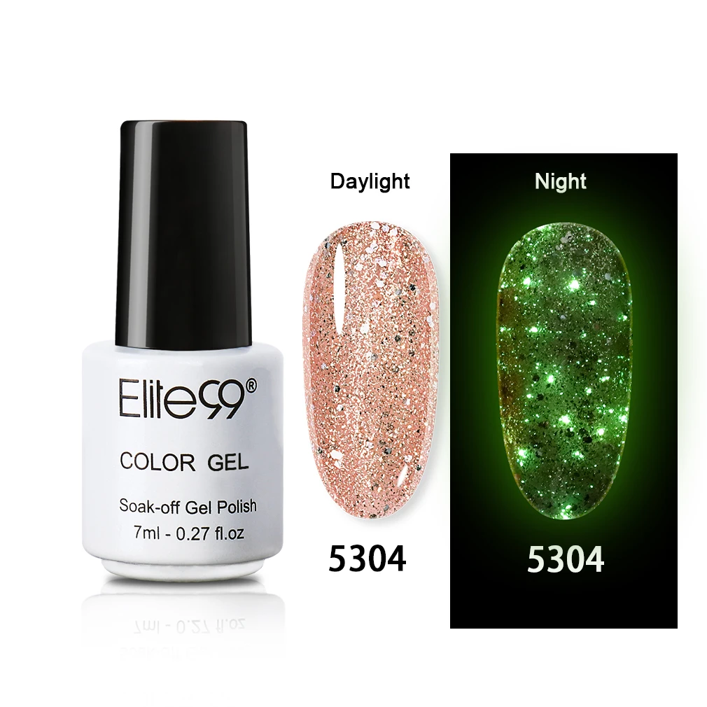 Elite99 7 мл светящийся розовый Золотой Гибридный гвоздь Гель-лак светится ночью