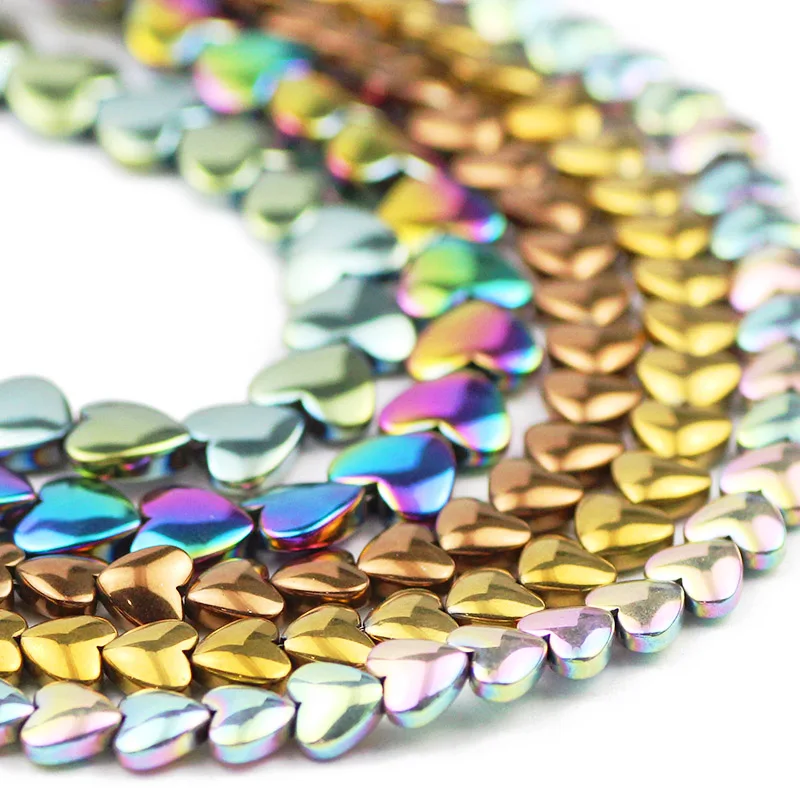 Синие золотые зеленые красные фиолетовые 6/8 мм персиковые сердца гематит