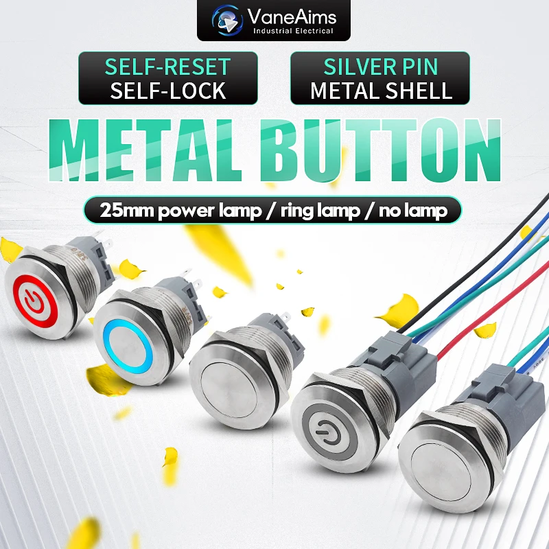 25 мм мгновенная металлическая кнопка самоблокировка открывающийся