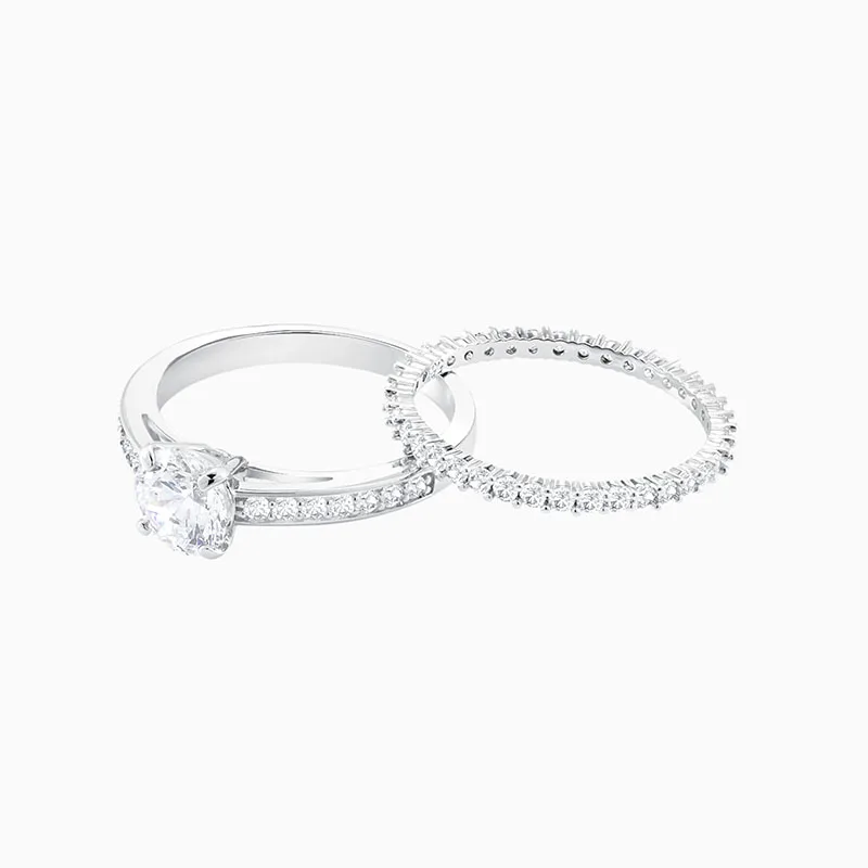 

Fashion Trend SWA New ATTRACT Ring Set Elegant Round Decoration Crystal Women Engagement Ring Jewelry Romantic Gift