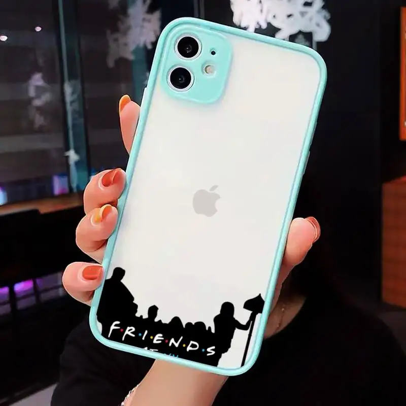 

Friends TV show Phone Case For iPhone 12 11 Mini Pro XR XS Max 7 8 Plus X Matte transparent blue Back Cover