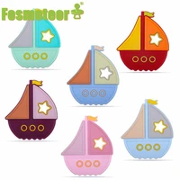 fosmeteor 1pcs naval baby silicone teether boat shape teething chew toy diy necklace nursing tool food grade silicone pendant