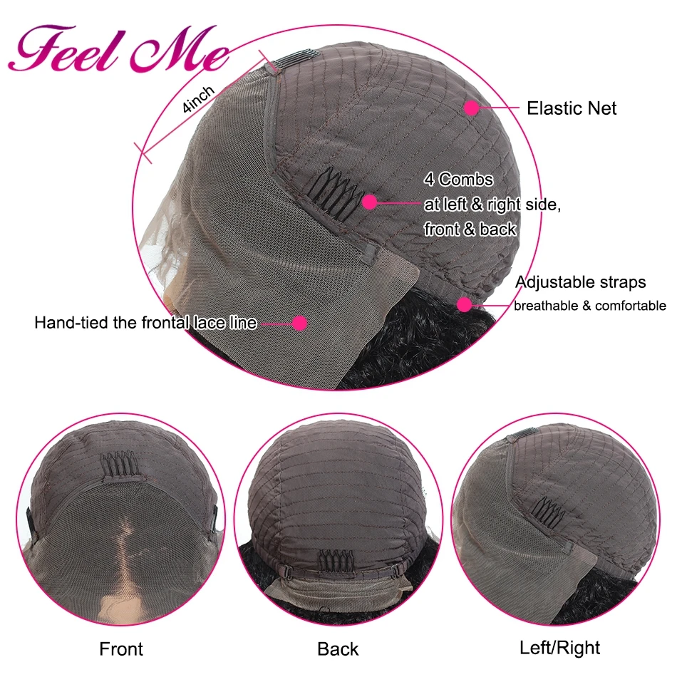 Бразильские короткие кудрявые парики с детскими волосами 130% кружевные передние