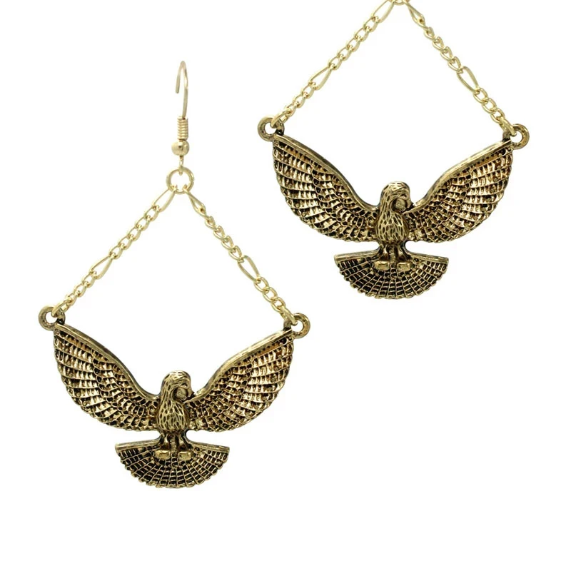 Женские винтажные серьги с крыльями орла серьги-подвески золотого цвета в