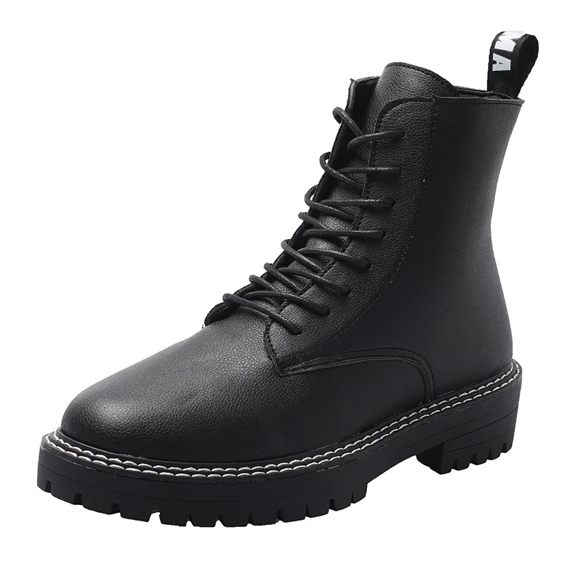martin boots British winter round toe thicken lace-up motorcycle botines sewing zipper chunky short botas anti-skid women shoes |