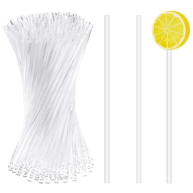 

100 Pieces Acrylic Lollipop Sticks Clear Reusable Acrylic Rods for Making Lollipops Cake Pops Candies Chocolates