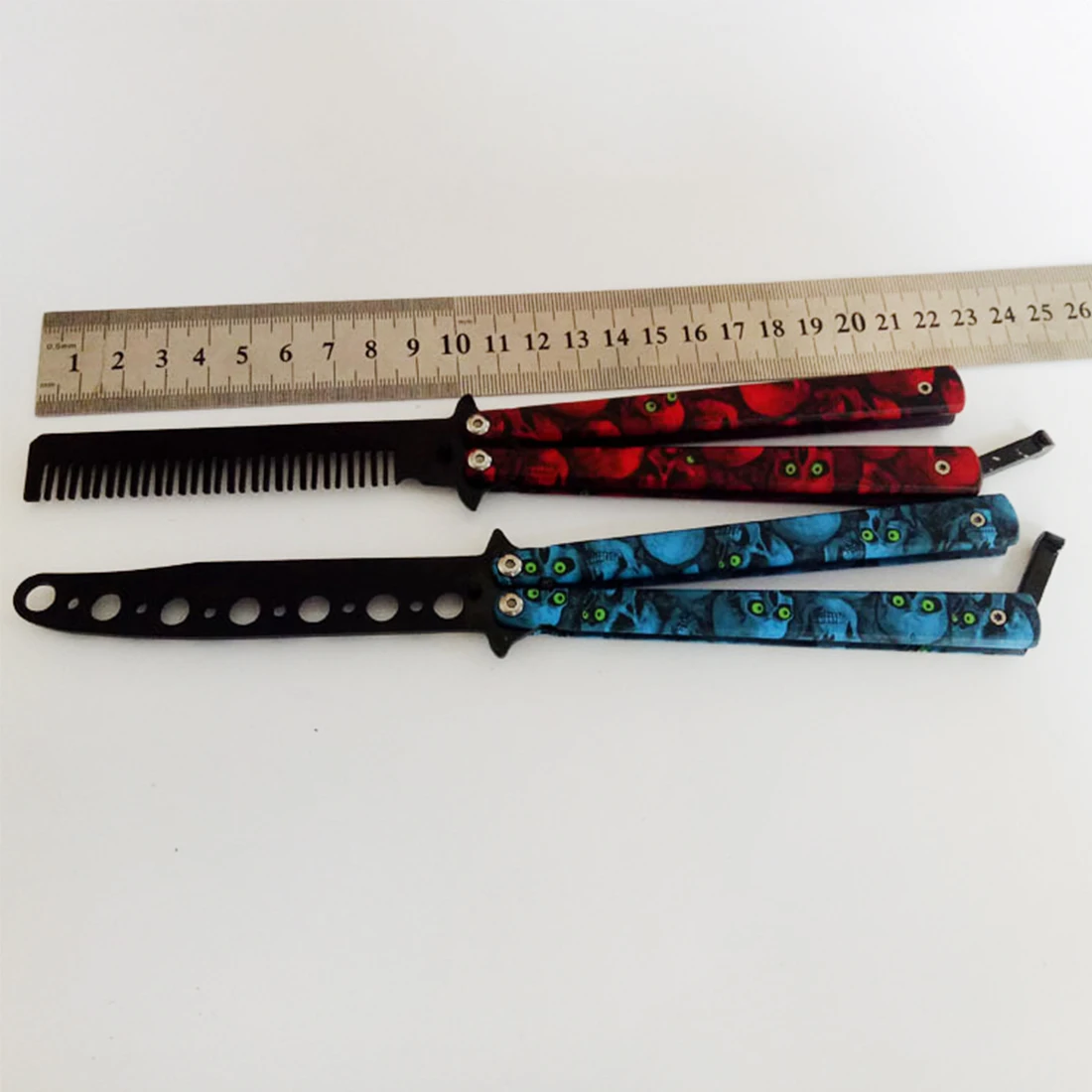 Складной нож бабочка тренировочный инструктор с головой привидения без острых