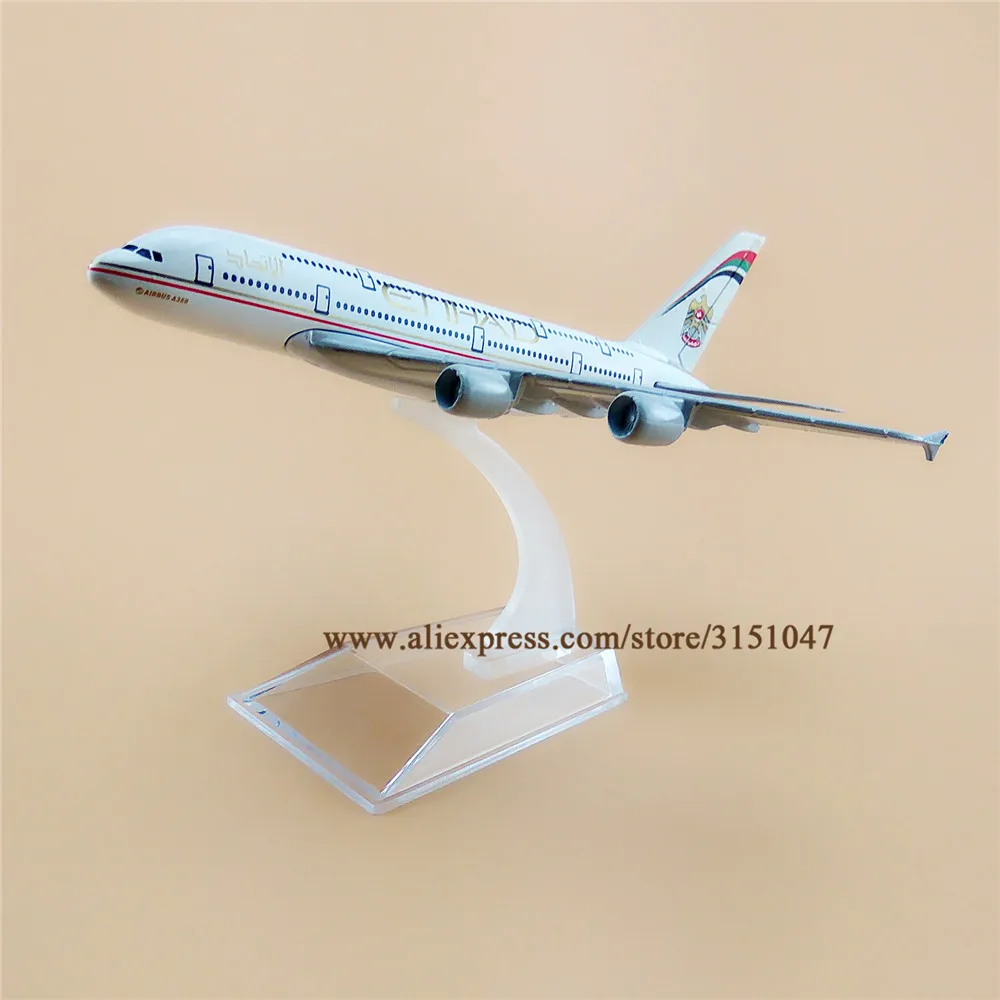 Сплав металла Etihad Air Airline модель самолета Airbus 380 A380 Airways модель самолета Стенд самолета подарки для детей 16 см