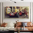 Картина на холсте, с изображением автомобиля, в стиле ретро, гоночный автомобиль F1