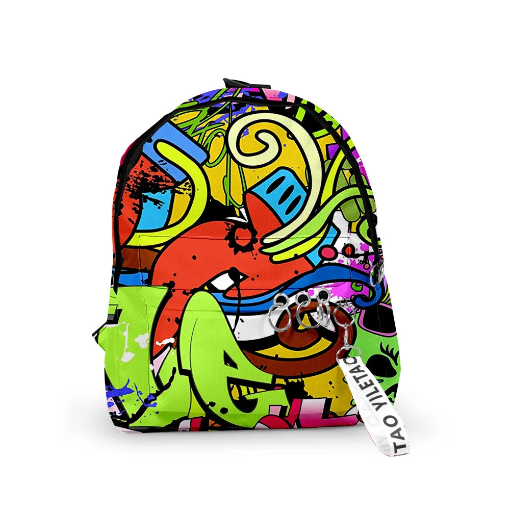 

Luxury Funny Harajuku Graffiti School Bags Boys/Girls Cute Small Bags 3D Printed Oxford Waterproof Key Chain Notebook Backpacks