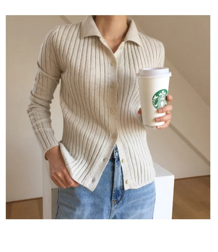 

Женский кардиган, свитера, женский свитер, однобортный свитер с отложным воротником, Женский Повседневный вязаный кардиган B89