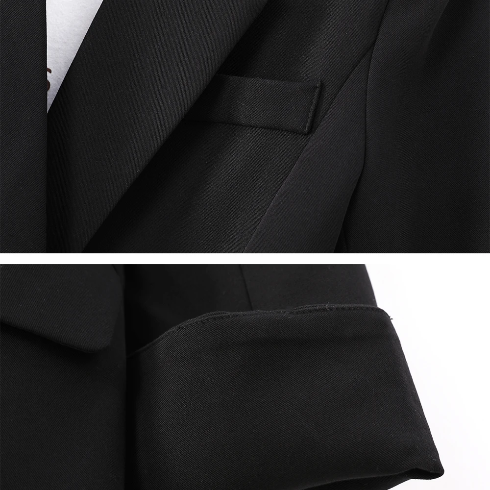 

Women Casual Solid Button Decoration Jacket Blazer High Quality Fashion Girl Female Black Brown Outwear Coat For Spring Autumn