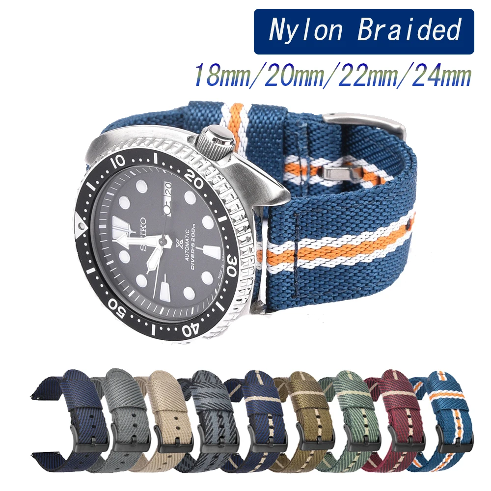 

Nylon Braided Strap 20mm 22mm For Samsung Galaxy Watch 3 42 46mm Gear S3 Active2 Solo loop Watch Band for Amazfit Bip for Huawei
