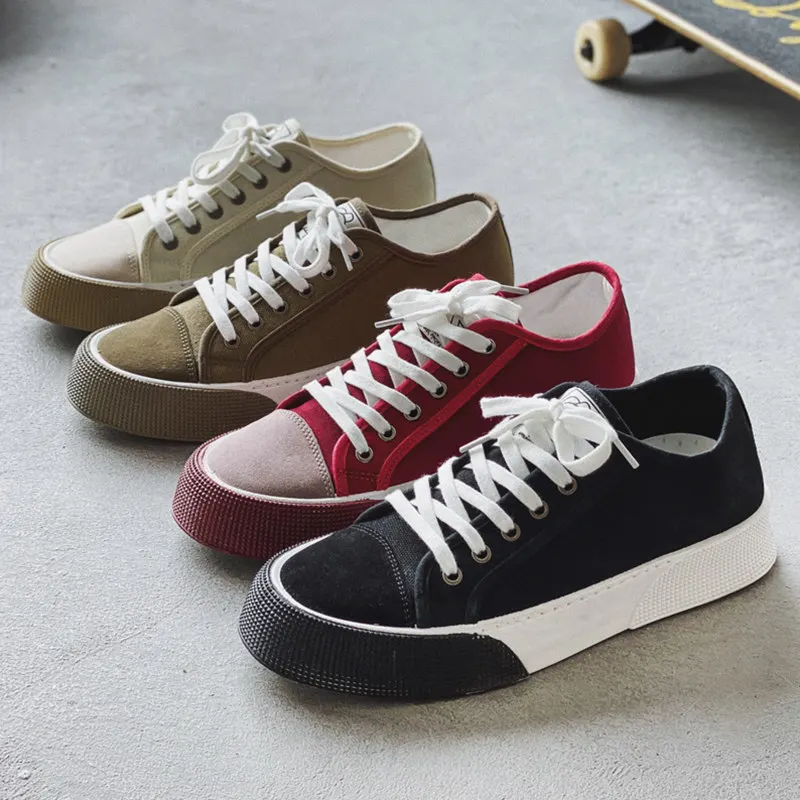 

Summer Classic Trendy Men Vulcanize Sneakers Lace up Chunky Skateboard Sneakers Male Comfortable Breathable Men's Canvas Shoes