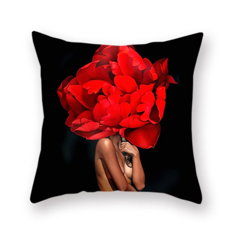 

Throw Pillow Case Polyester Beauty Decorative Cushion Cover Creative Flower and Bird Pattern Sofa Home Throw Pillowcase