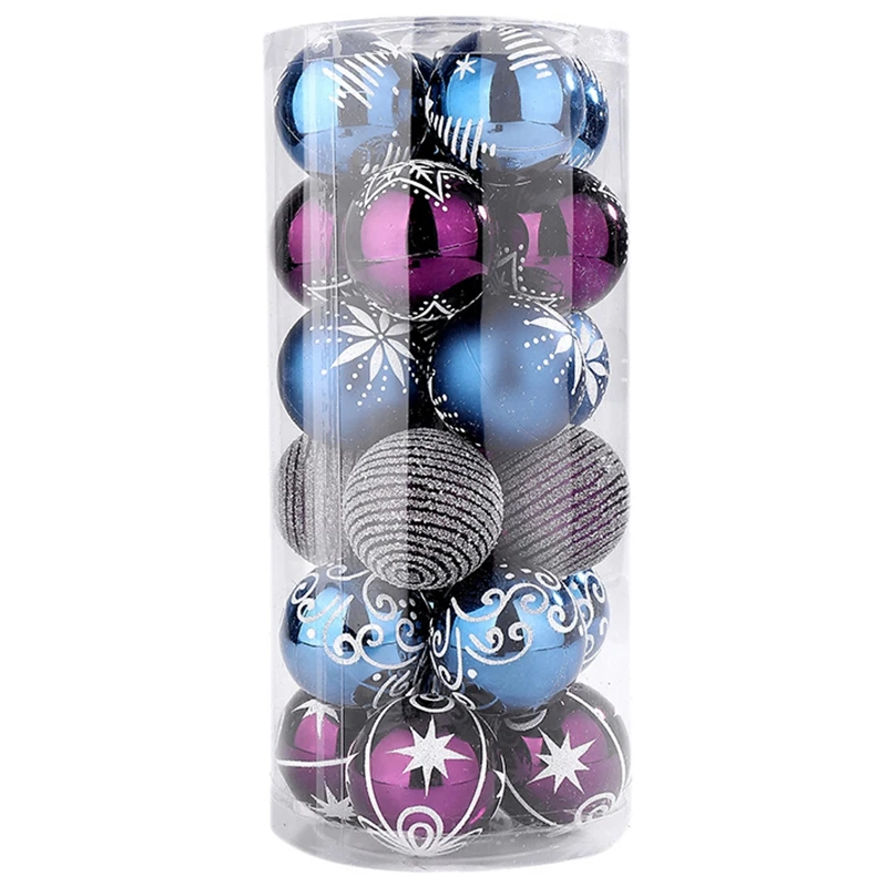 

24PCS Christmas Ball Ornaments Decoration on Tree Ball Plastic Festive Christmas Tree Decor Hanging Ball Bauble Xmas for Home