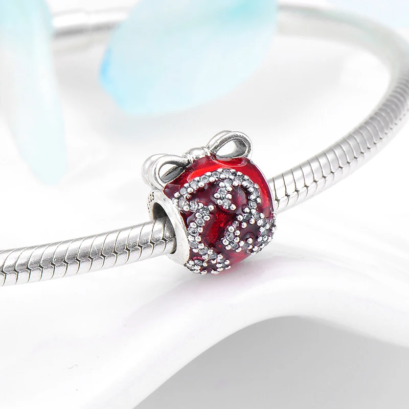 2018 зимние рождественские красные Эмалевые фрукты из стерлингового серебра 925