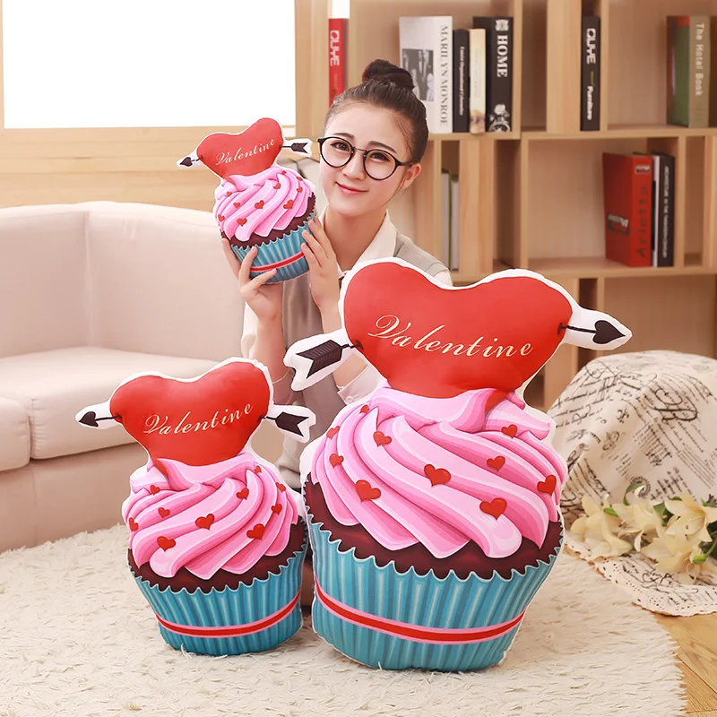 

New Arrive 30-70CM Pink Cup Cake Plush Pillow Ice Cream Cherry Fruits Cookie Biscuit Cholocate Stuffed Food P Girl Lady Decor