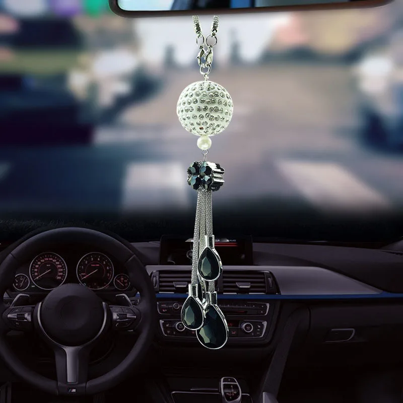 

Car Interior Styling Car Rearview Mirror Pendant Metal Crystal Ball Diamond Decoration Suspension Pendant Gift Car Assessoires