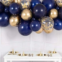 45pcs 12 metallic gold blue clear oval balloons baby shower wedding kid birthday party navy blue gold confetti balloon decor