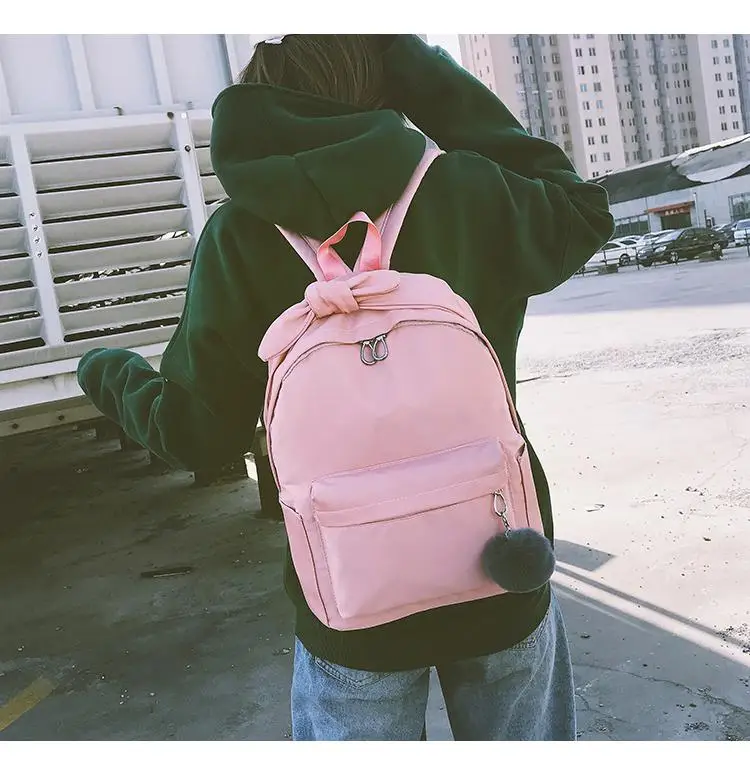 Pink Модный женский рюкзак, повседневный минималистичный школьный рюкзак для девочек-подростков, женская сумка через плечо, рюкзак, ранец - Цвет: Pink