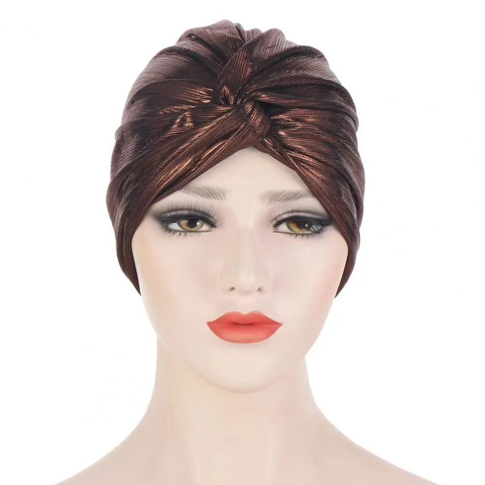 

Hot Sales!!! Turban Hat Double Layer Easy Carry Women Fashion Pleated Turban Cap for Home