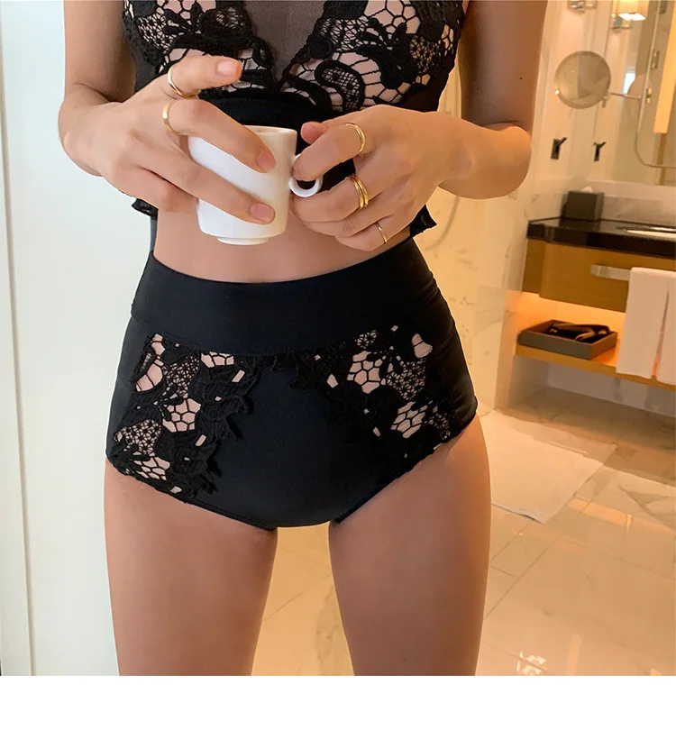

Lace High Waisted Bikini Sets Sexy Swimsuit Two Pieces Swimwear Women 2021 New Beach Bathing Suits