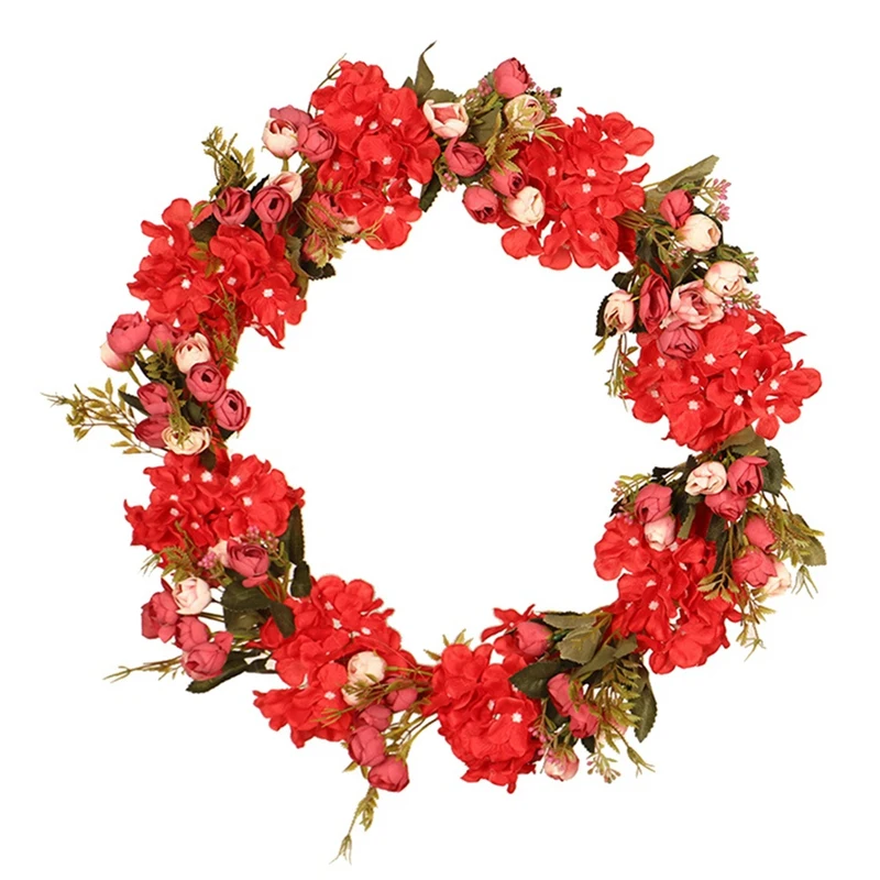 

Artificial Rose Flower Hydrangea Wreath for Front Door Farmhouse Wall Window Wedding Birthday Party Garden Home Decor