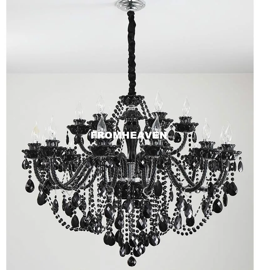 

Modern Black K9 Crystal Chandelier Lustre Crystal Chandeliers E14 LED Light Lustres De Cristal Chandelier LED Villa Black Lamps