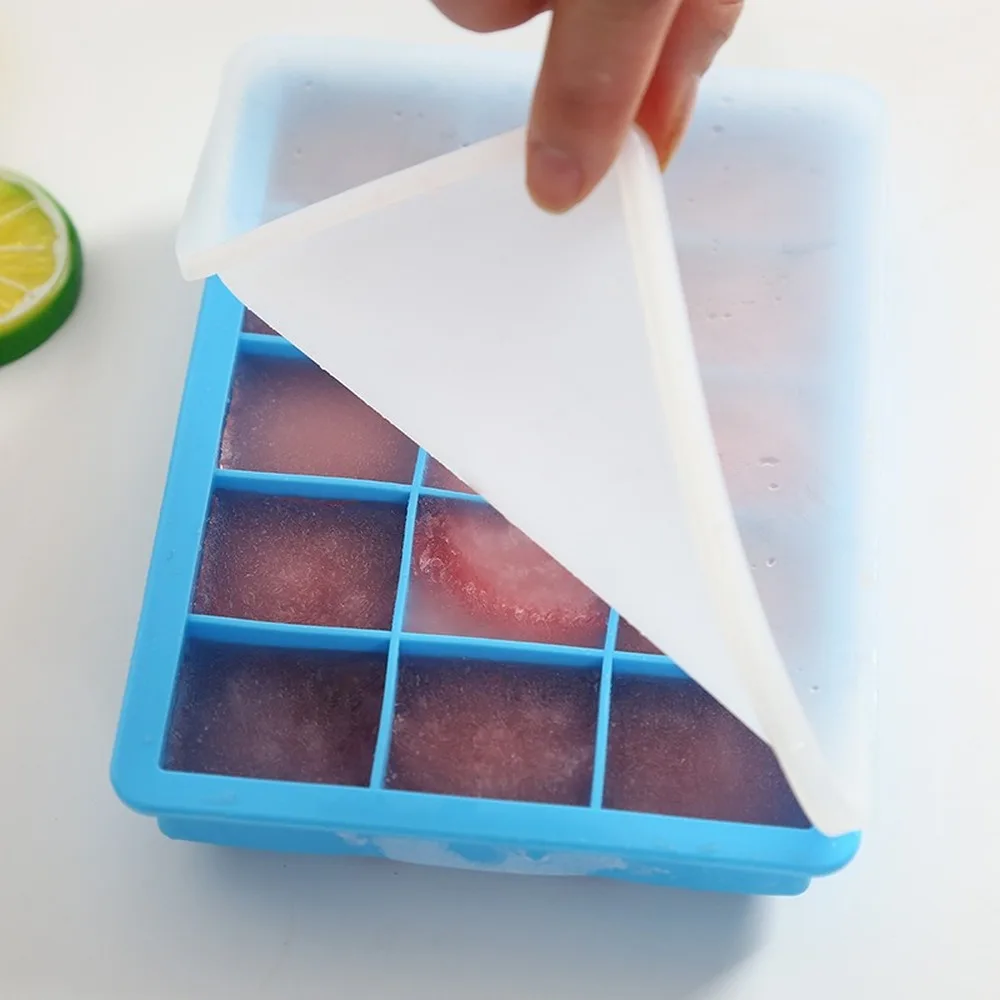 15 Grid Food Grade Silicone Ice Tray Home with Lid DIY Cube Mold Square Shape Cream Maker Kitchen Bar Accessories | Дом и сад