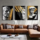 Абстрактная скульптура головы Давида, настенные плакаты, печатные настенные картины на холсте, настенные картины для гостиной, домашний декор