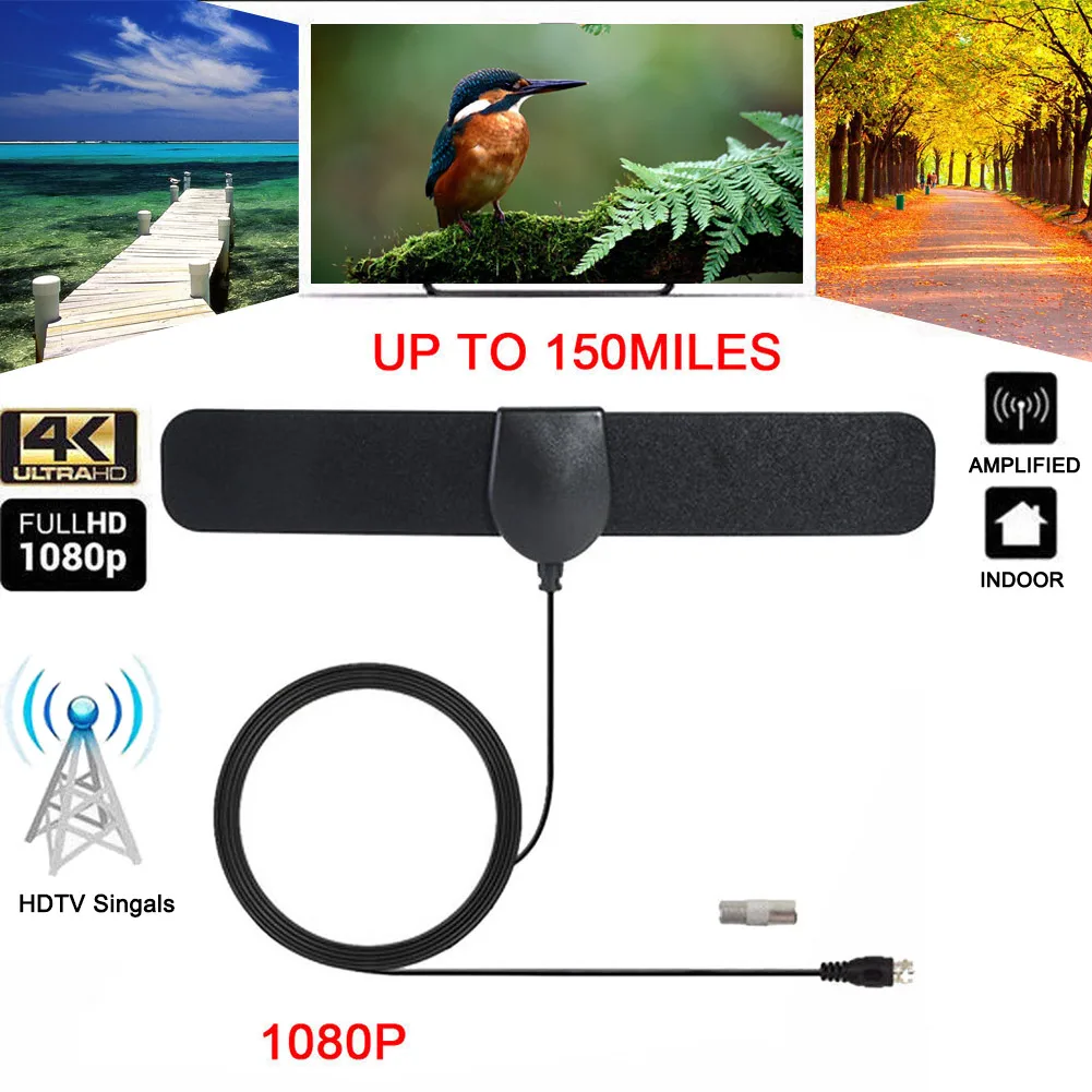 Комнатная антенна HD TV 150 Mile Range Digital 4K цифровая с поддержкой 1080p Tv Box для цифрового